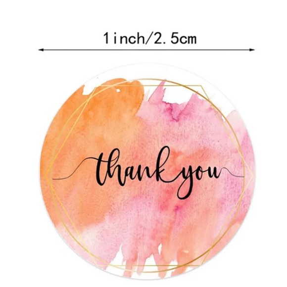 🆕 🎨Watercolour Thank You Stickers Roll of 500 New! - Picture 4 of 5